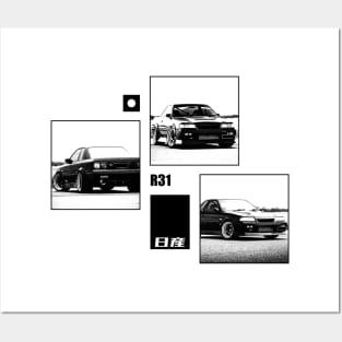 NISSAN SKYLINE GTS-R R31 Black 'N White Archive Posters and Art